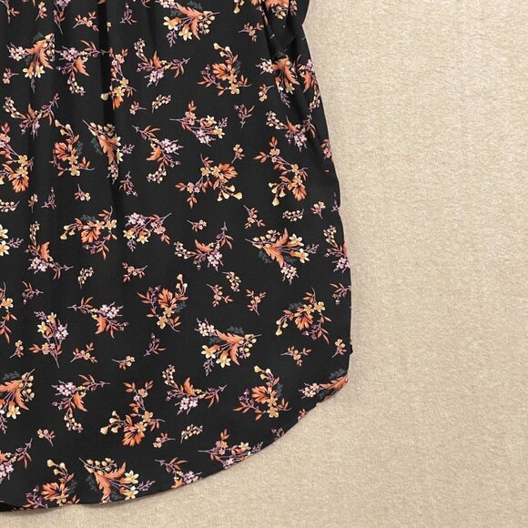 Alice Blue Blouse Women's Medium Black Leaf Print Short Sleeves - Picture 4 of 11